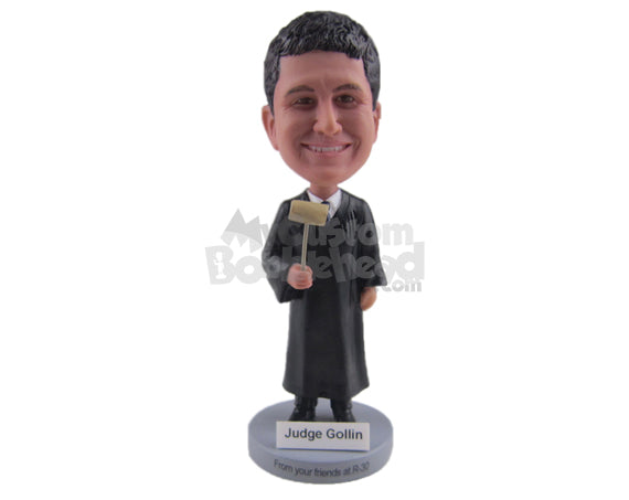 Custom Bobblehead Male Court Judge Wearing His Legal Attire Posing With Gable In His Hand - Careers & Professionals Lawyers Personalized Bobblehead & Cake Topper Custom Bobblehead Male Court Judge Wearing His Legal Attire Posing With Gable In His Hand - Careers & Professionals Lawyers Personalized Bobblehead & Cake Topper